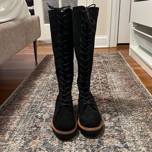 Size 8 ASOS knee high lace up zip up tall boots
